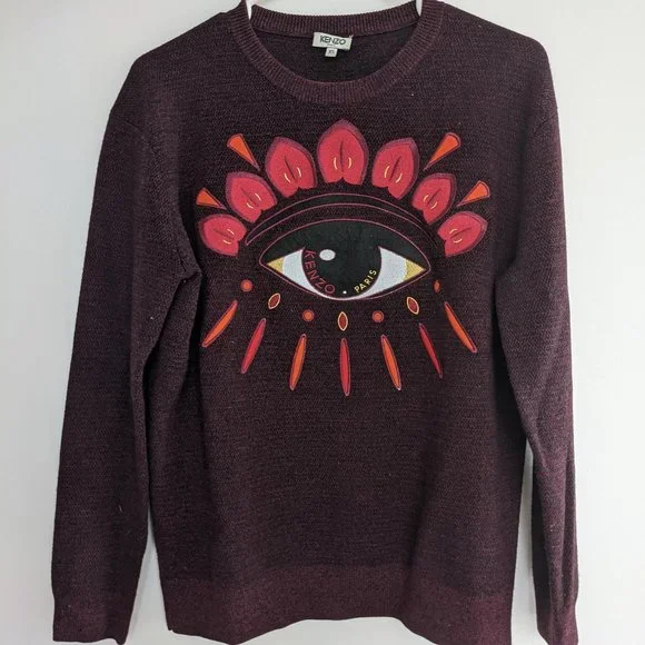 Kenzo Maroon Burgundy Eye Sweater